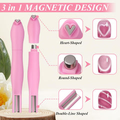 Plman imán para uñas con diseño de flor de doble cabeza.