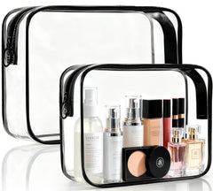 Ploimyur clear makeup bag 2pack with visible contents for quick packing and checks
