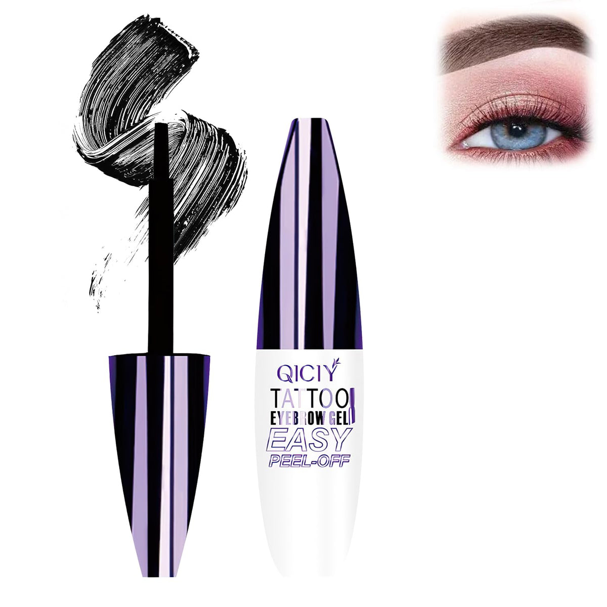 Plresen Easy Peel Off Eyebrow Gel muestra la aplicación precisa con brocha incluida.