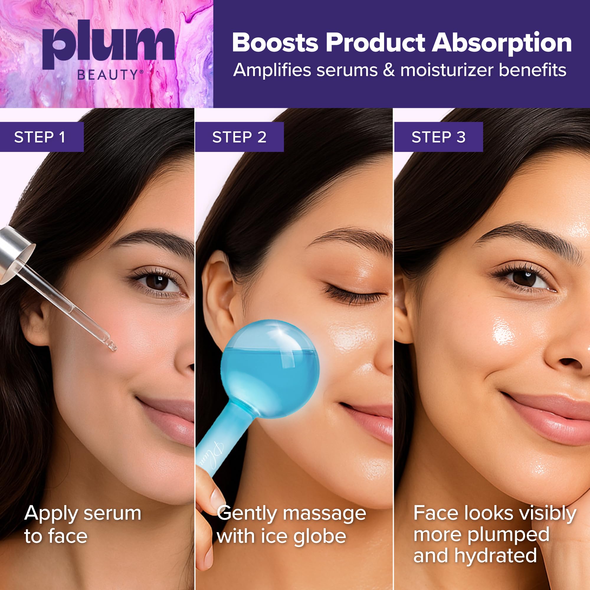 Presentación y almacenamiento prácticos de Plum Beauty para cuidado diario.