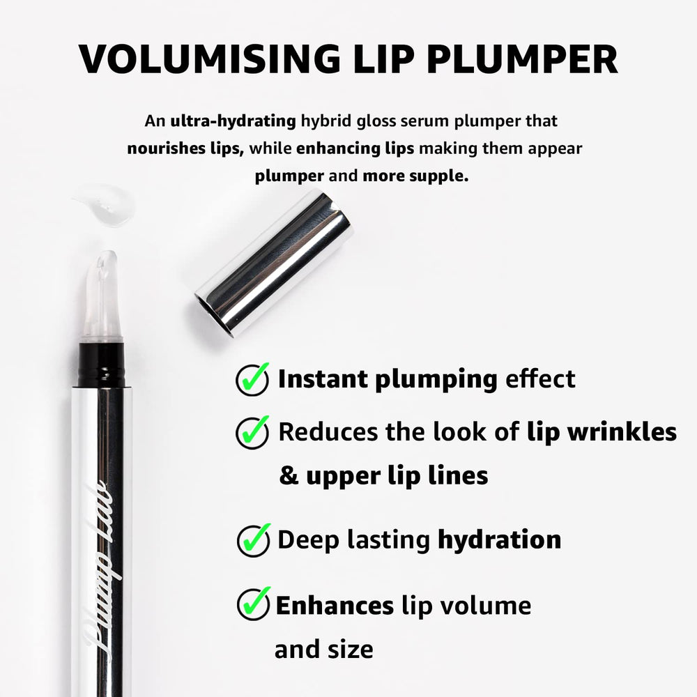 Textura sedosa de Plump Lab, primer plano en labios brillantes y lisos.