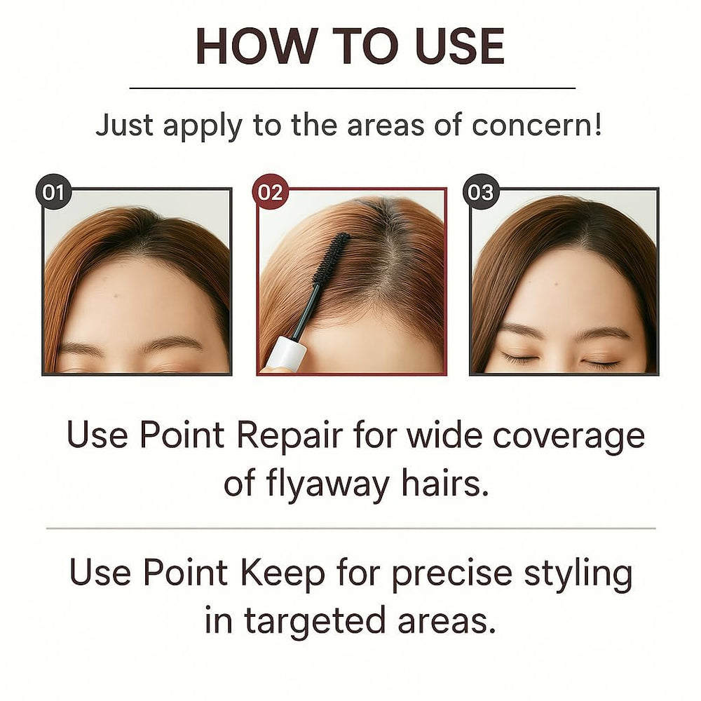 Plus eau Point Repair Stick works on frizz for a smooth, non-greasy finish.