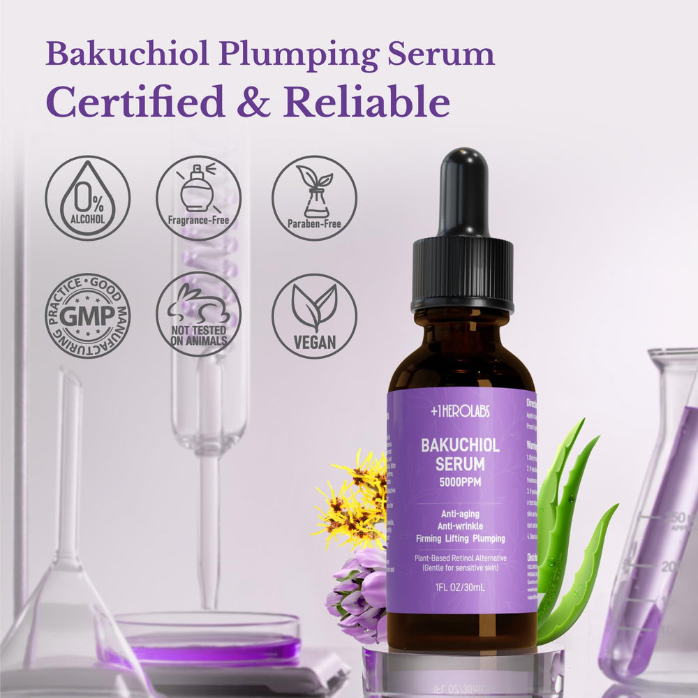 +1HEROLABS Bakuchiol Serum muestra textura suave para captar atención.