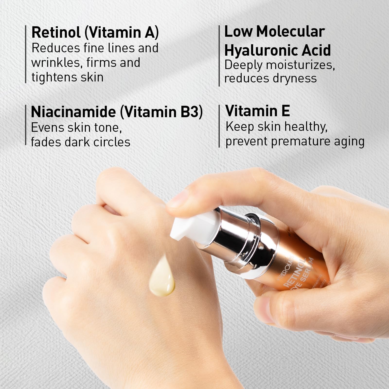 plus1herolabs crema de ojos retinol uso diario y nocturno para cuidado continuo