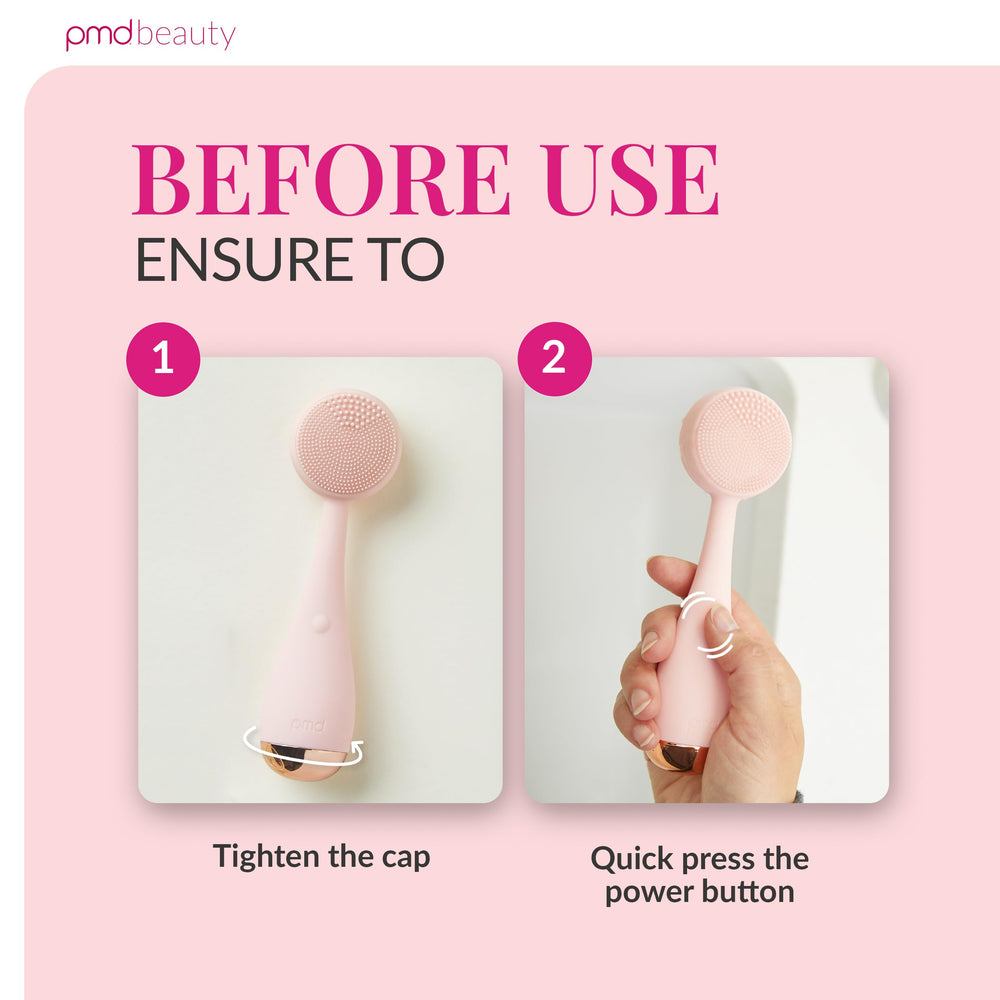 PMD Beauty Battery-Powered Facial Brush delivers consistent performance during routine skincare