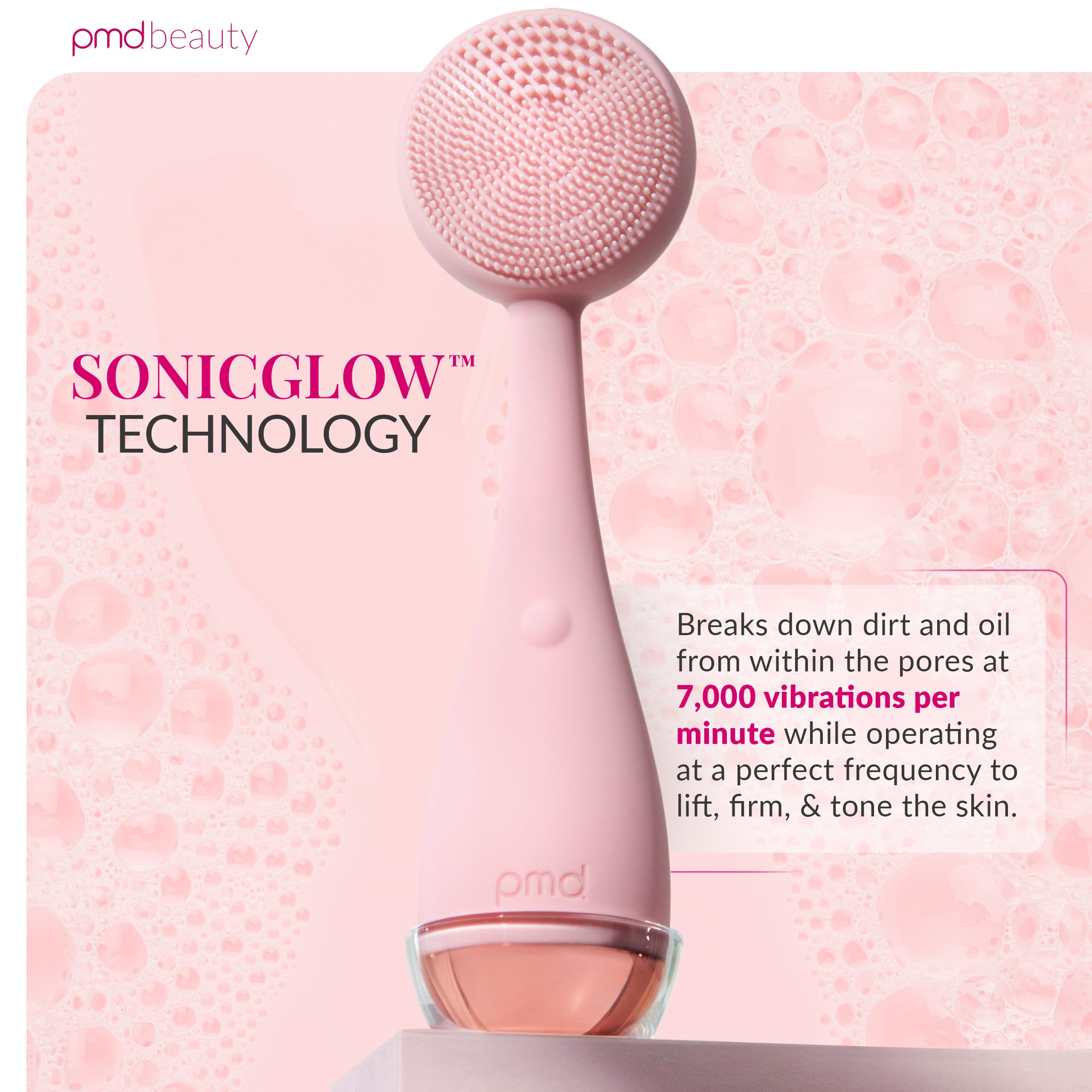 PMD Beauty Soft Silicone Bristles gently exfoliate with minimal irritation for daily use