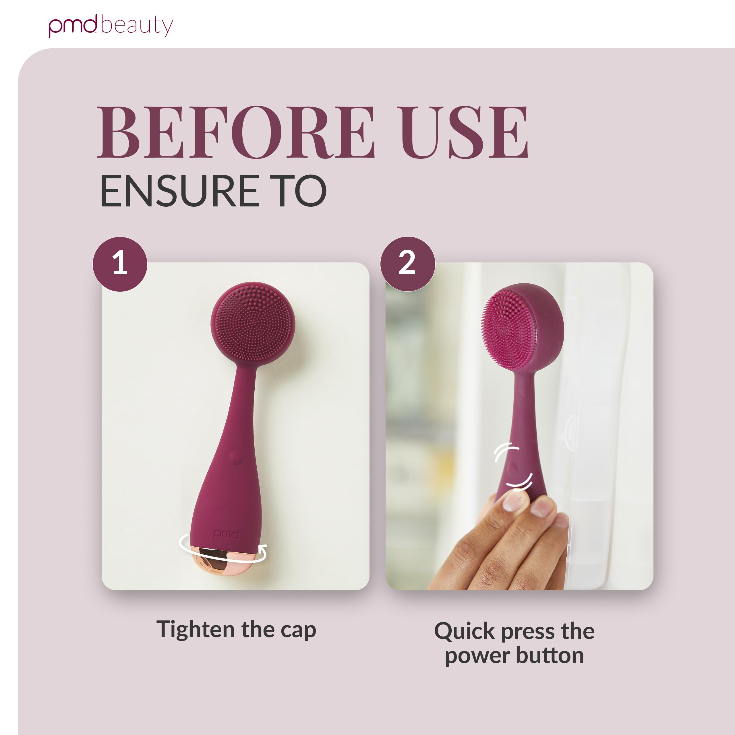 PMD Clean battery-powered operation ensures consistent cleansing power.
