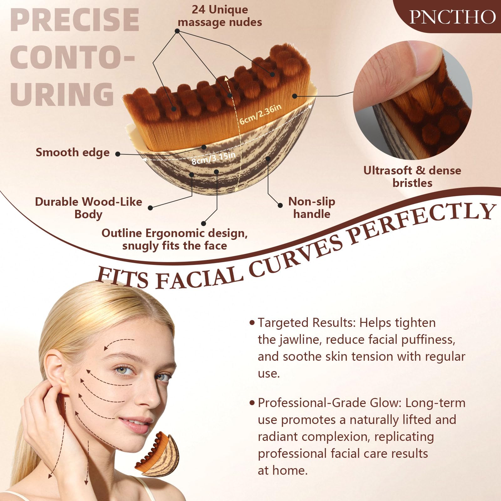 Pnctho lymphatic brush targets neck contour for smoother definition.