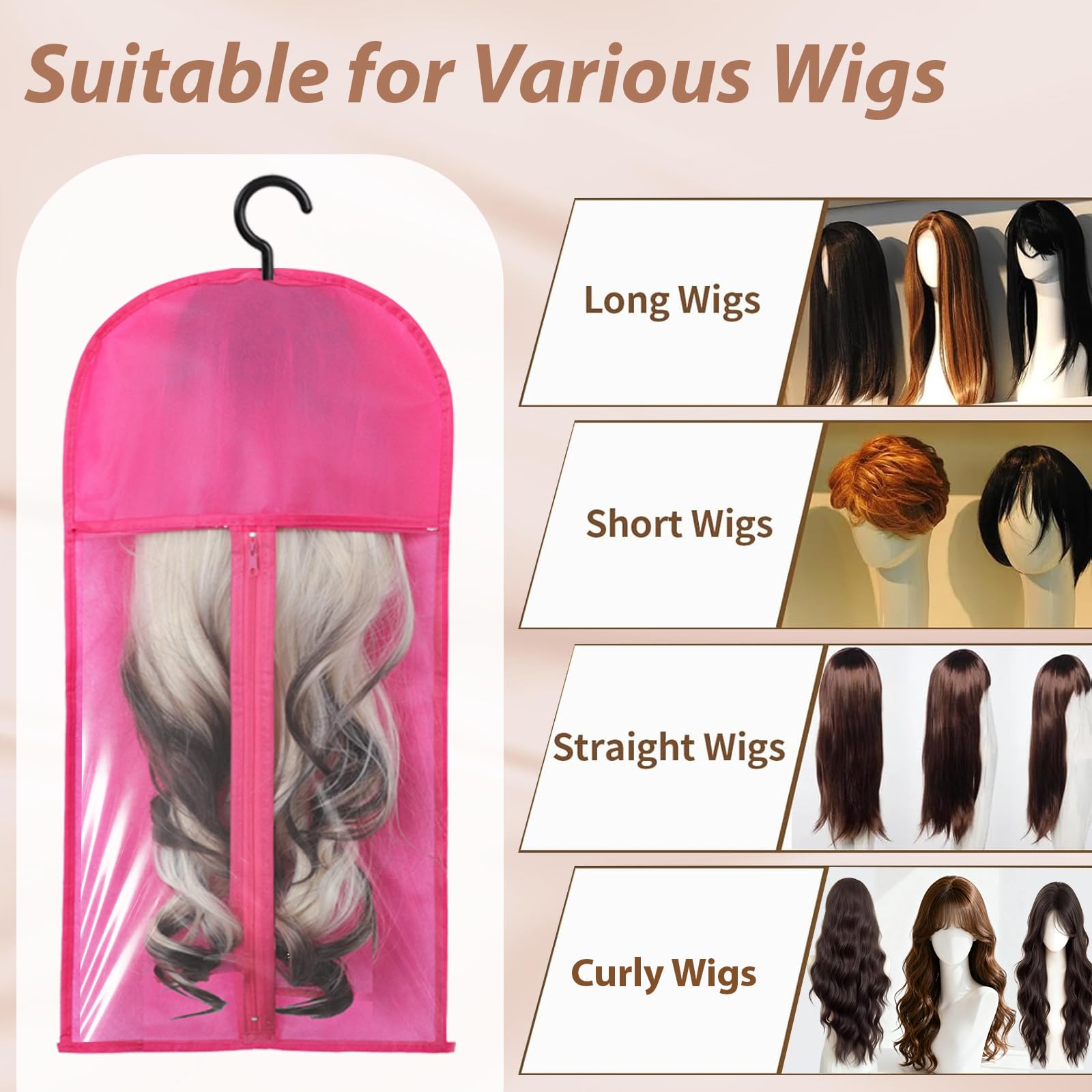 PNHYTUGY dustproof and waterproof bag shields wigs from moisture and dust.