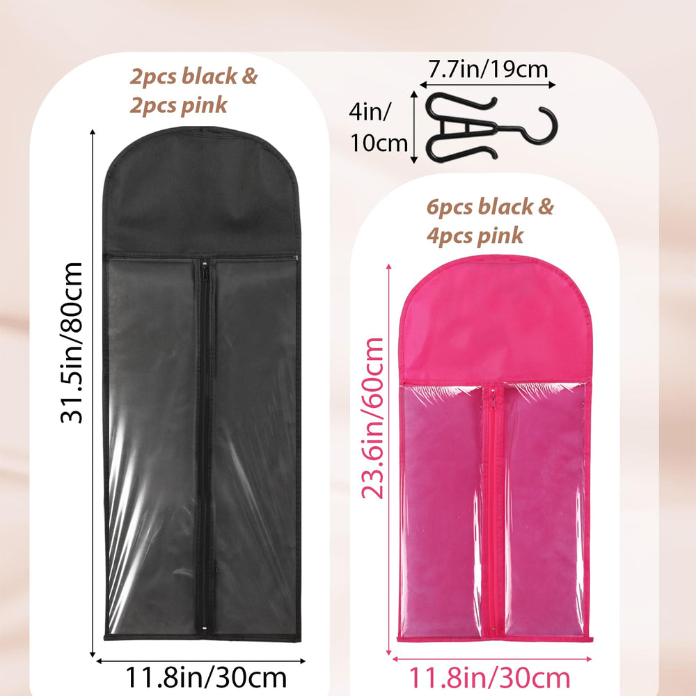 PNHYTUGY wig storage bag with transparent front helps quick visual identification.
