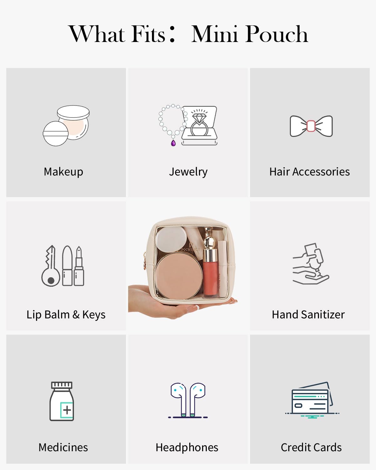 Pocmimut gift-ready clear makeup bag suitable for holidays and birthdays.