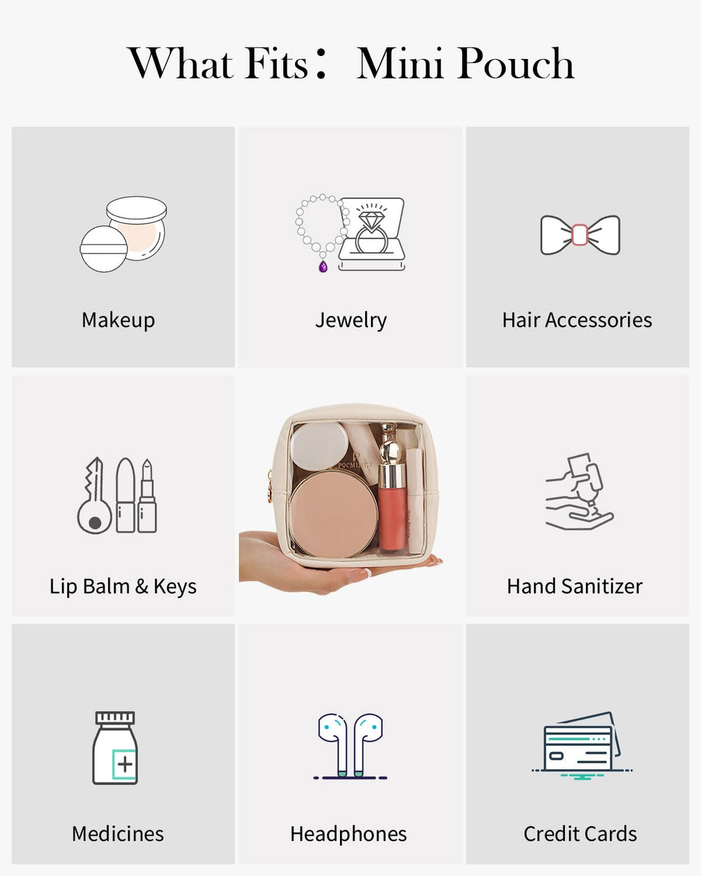 Pocmimut gift-ready clear makeup bag suitable for holidays and birthdays.