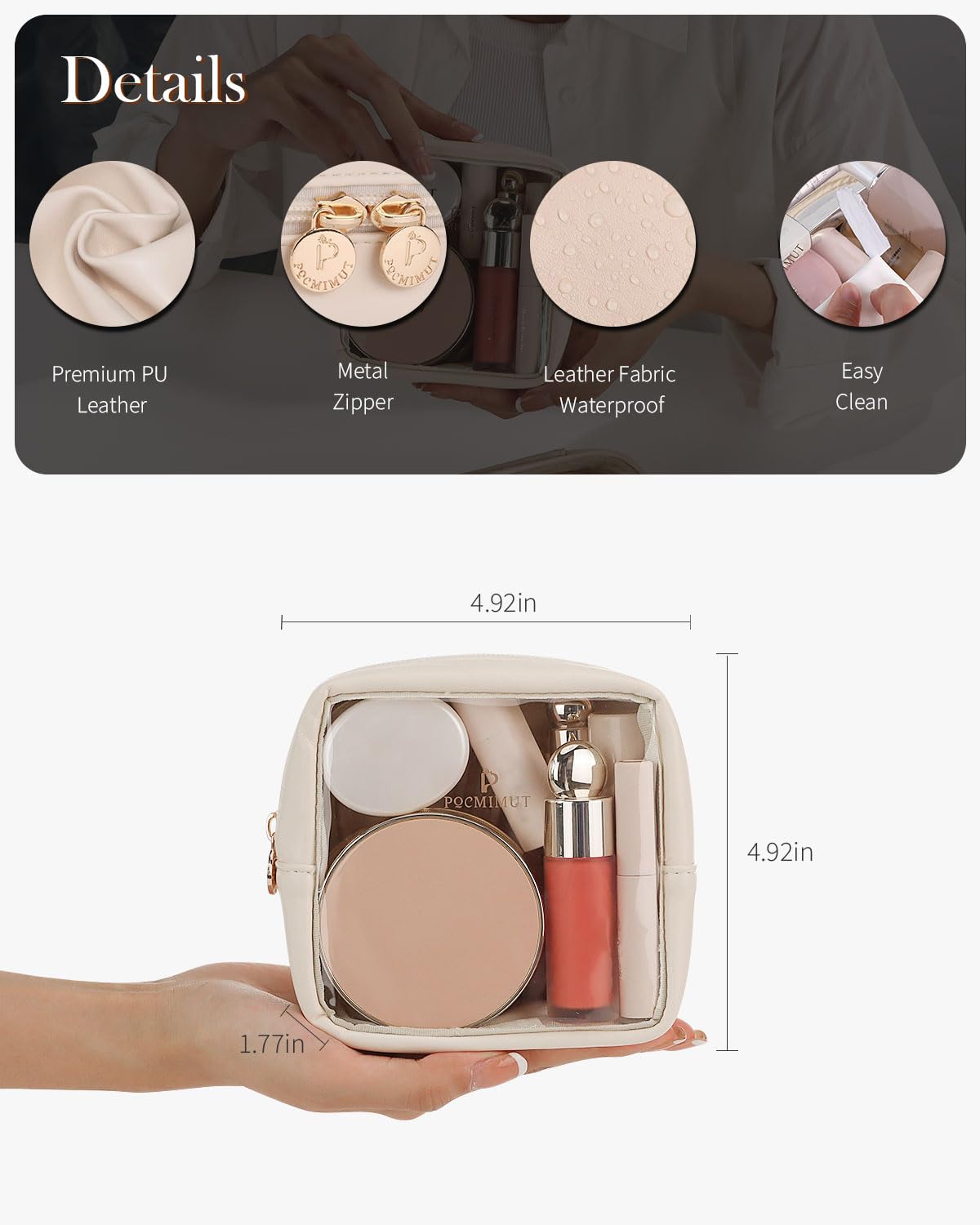 Pocmimut makeup pouch versatile for travel, gym, and everyday use.