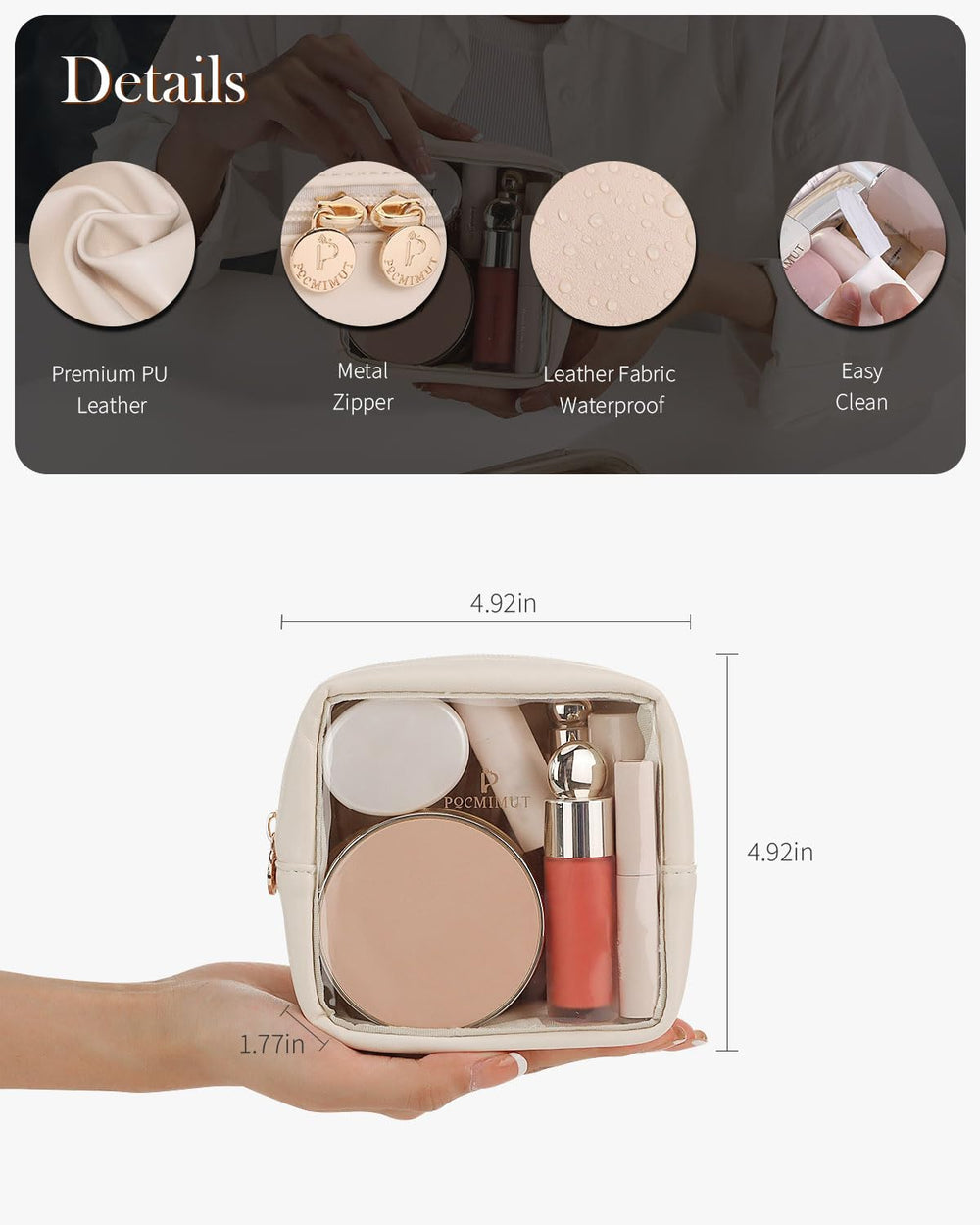 Pocmimut makeup pouch versatile for travel, gym, and everyday use.