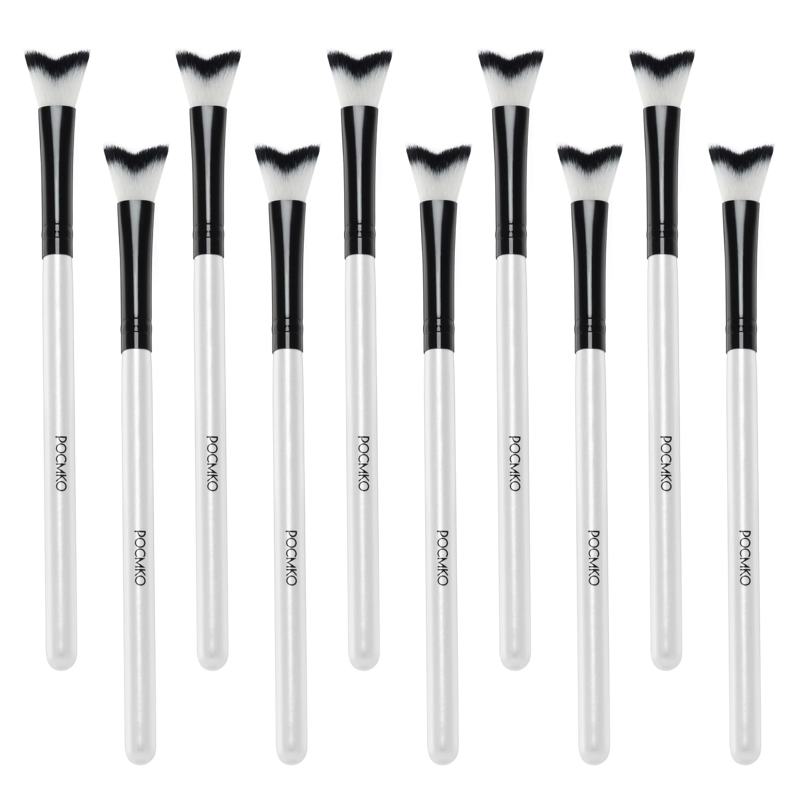 POCMKO curved fluffy lash cleaning brush that fits the eye shape for gentle cleansing.