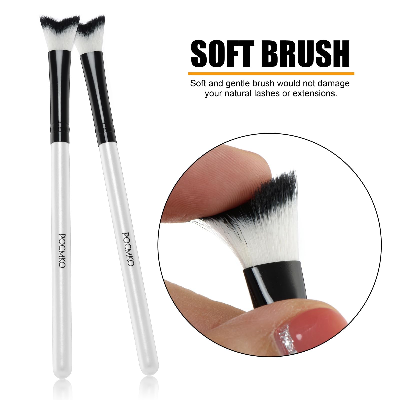 POCMKO soft synthetic bristles provide gentle lash care and safety.