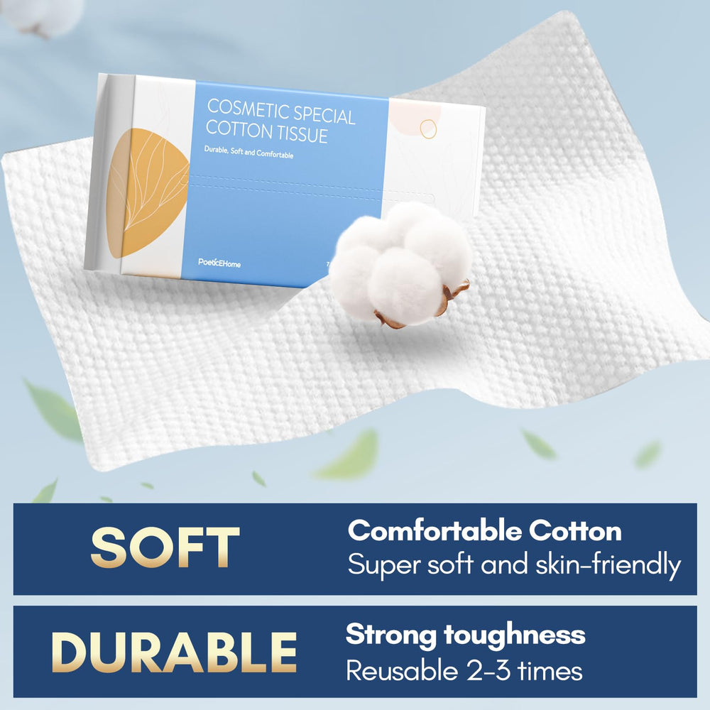PoeticEHome dry-use tissue ready for surface cleaning and makeup removal.