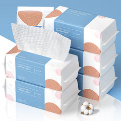 PoeticEHome soft dry wipe six-pack packaging, durable 100% cotton for gentle makeup removal.
