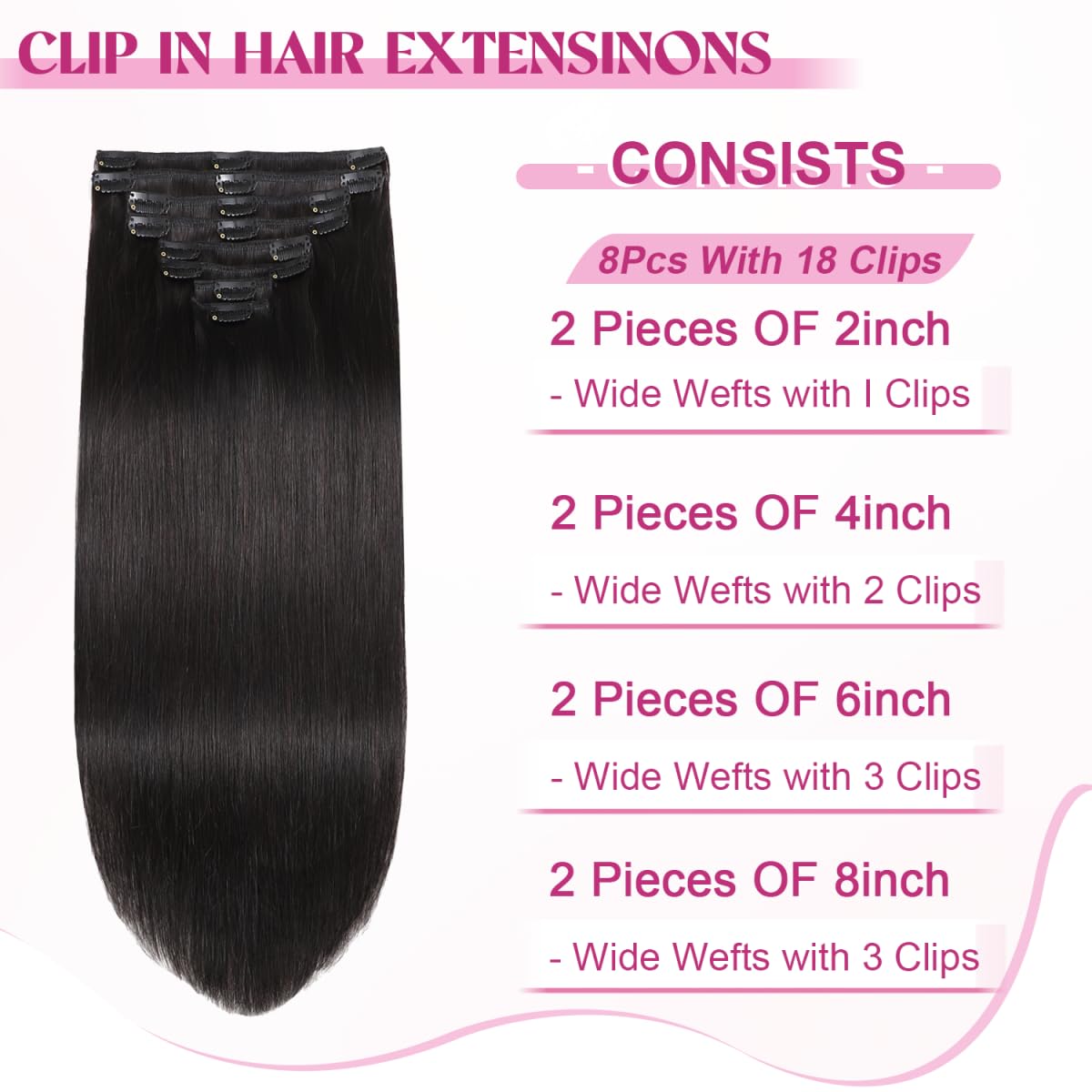 POGINJA seamless double-weft in 1B black creates a secure, natural look.