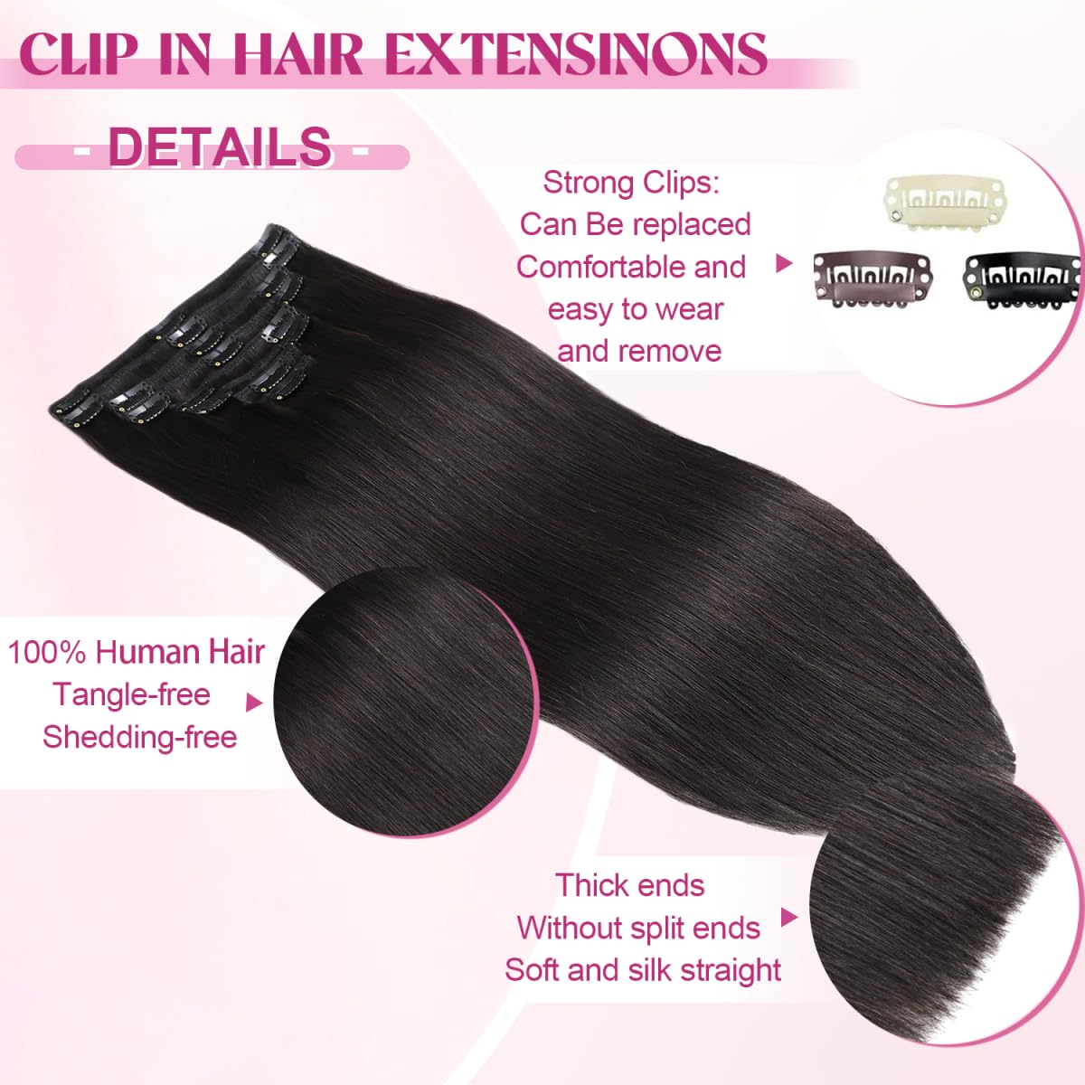 POGINJA 1B extensions show soft, tangle-free strands for easy styling.