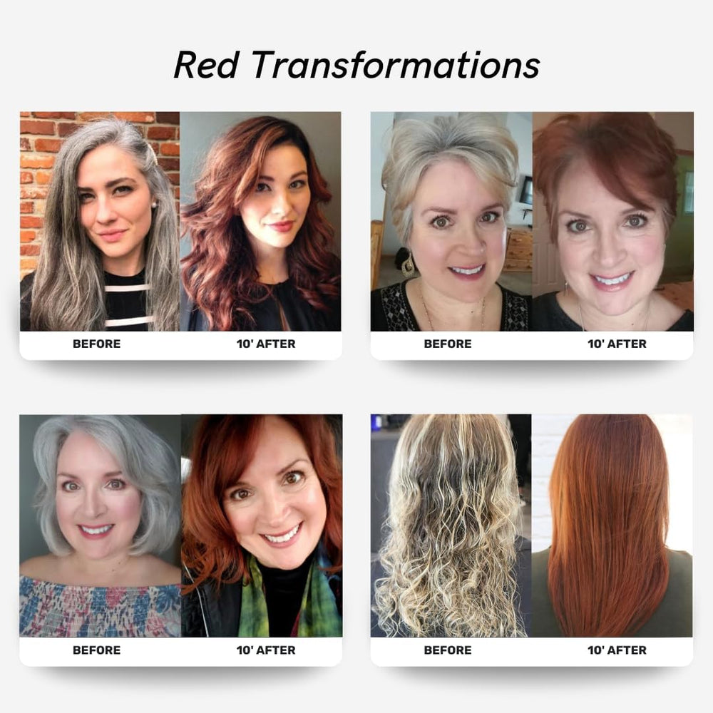 Polar Haircare red coloring shampoo on wet hair reveals even color.