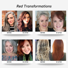 Polar Haircare red coloring shampoo on wet hair reveals even color.