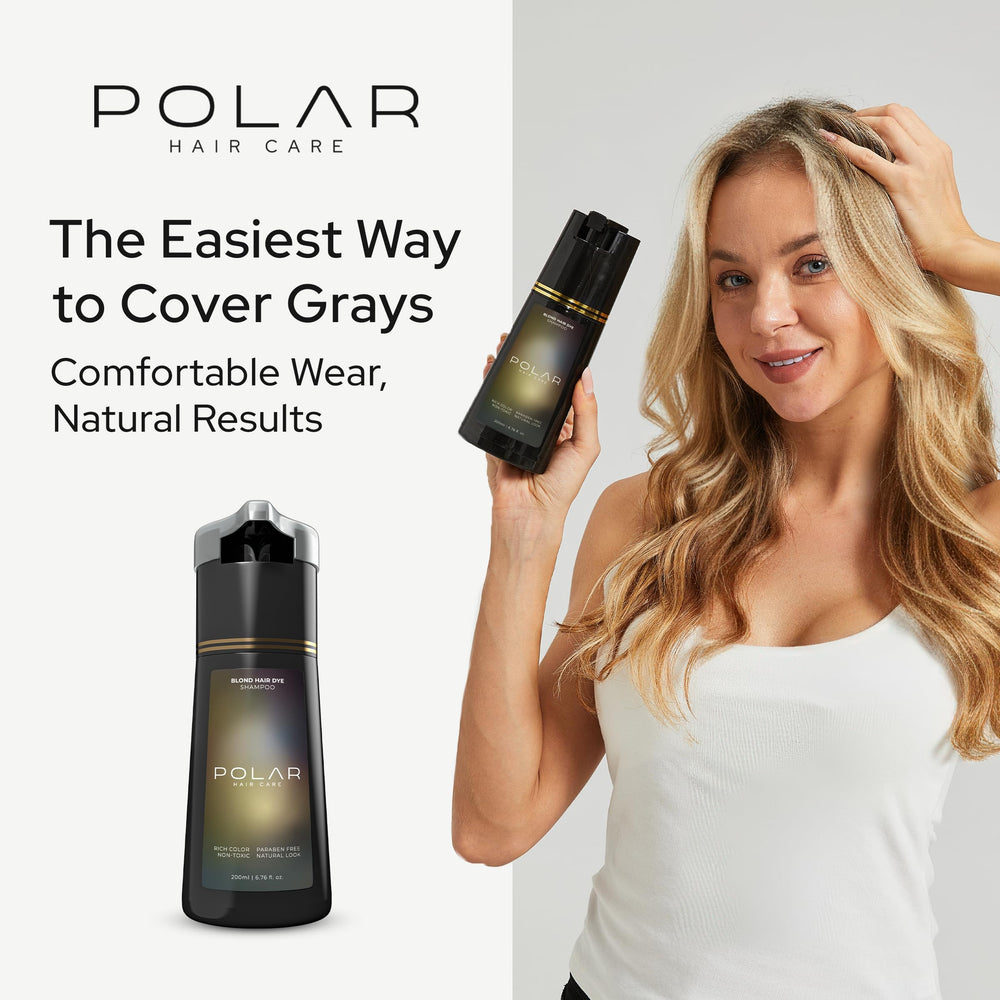Finished gray hair with subtle blonde tone after Polar Haircare