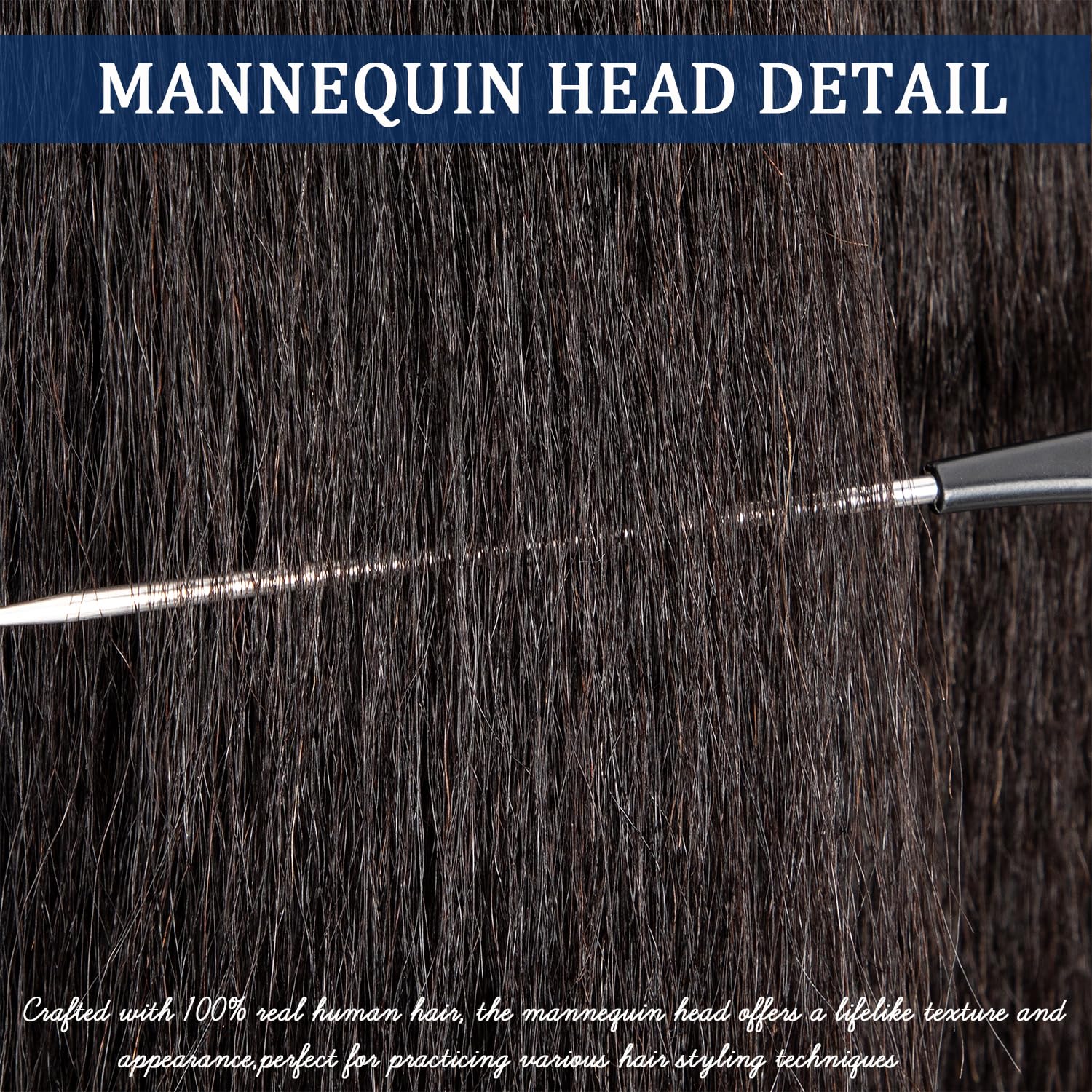 POLRISLY curl-straighten demo head with heat-friendly real hair for practice.