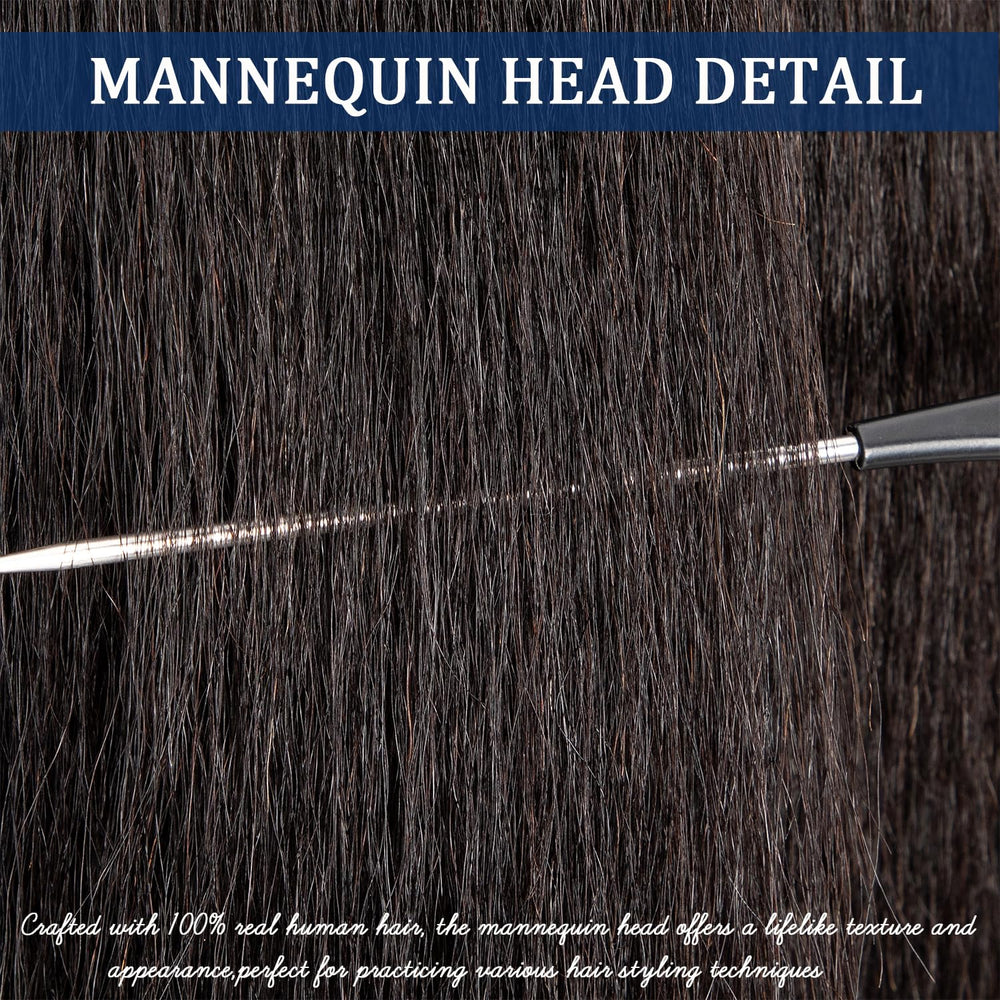 POLRISLY curl-straighten demo head with heat-friendly real hair for practice.
