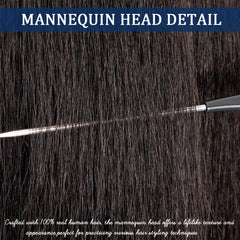 POLRISLY curl-straighten demo head with heat-friendly real hair for practice.