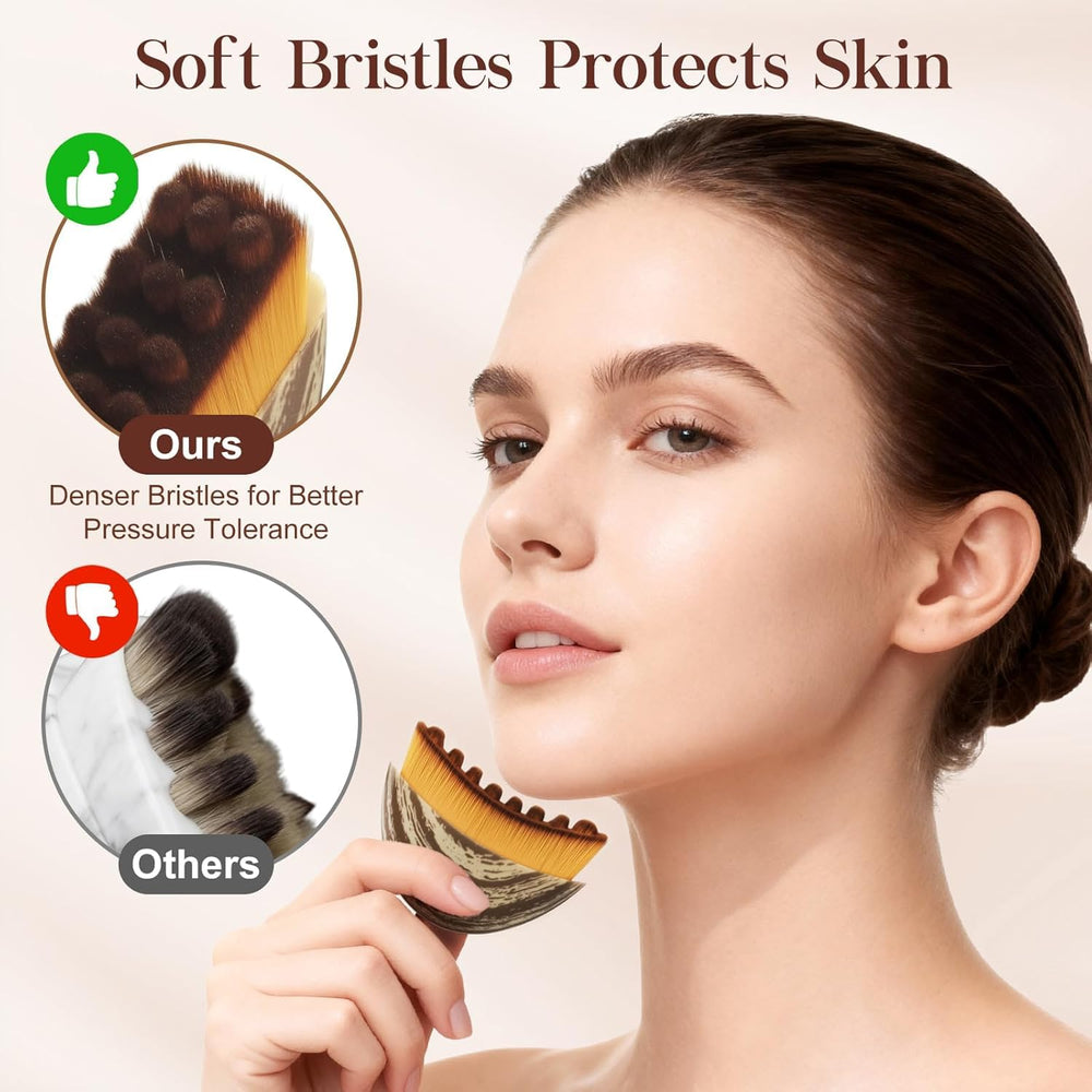 POLXAMA contour brush on neck and jawline for sculpting and drainage.