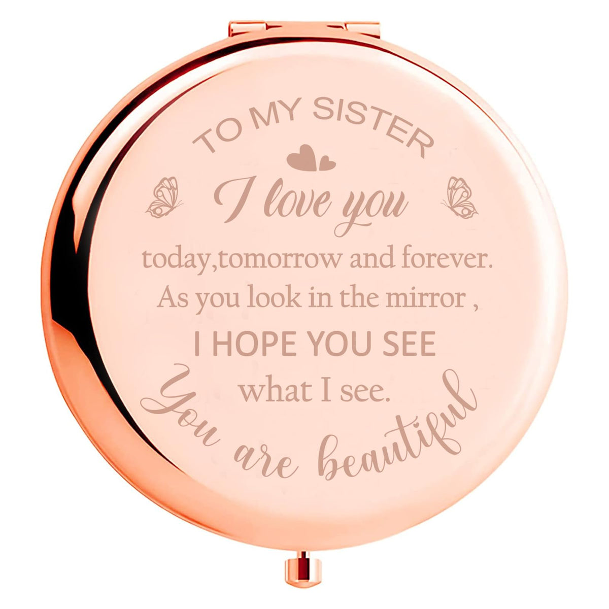 Polzwgck sister birthday gifts compact mirror with rosy finish for on-the-go touch-ups.