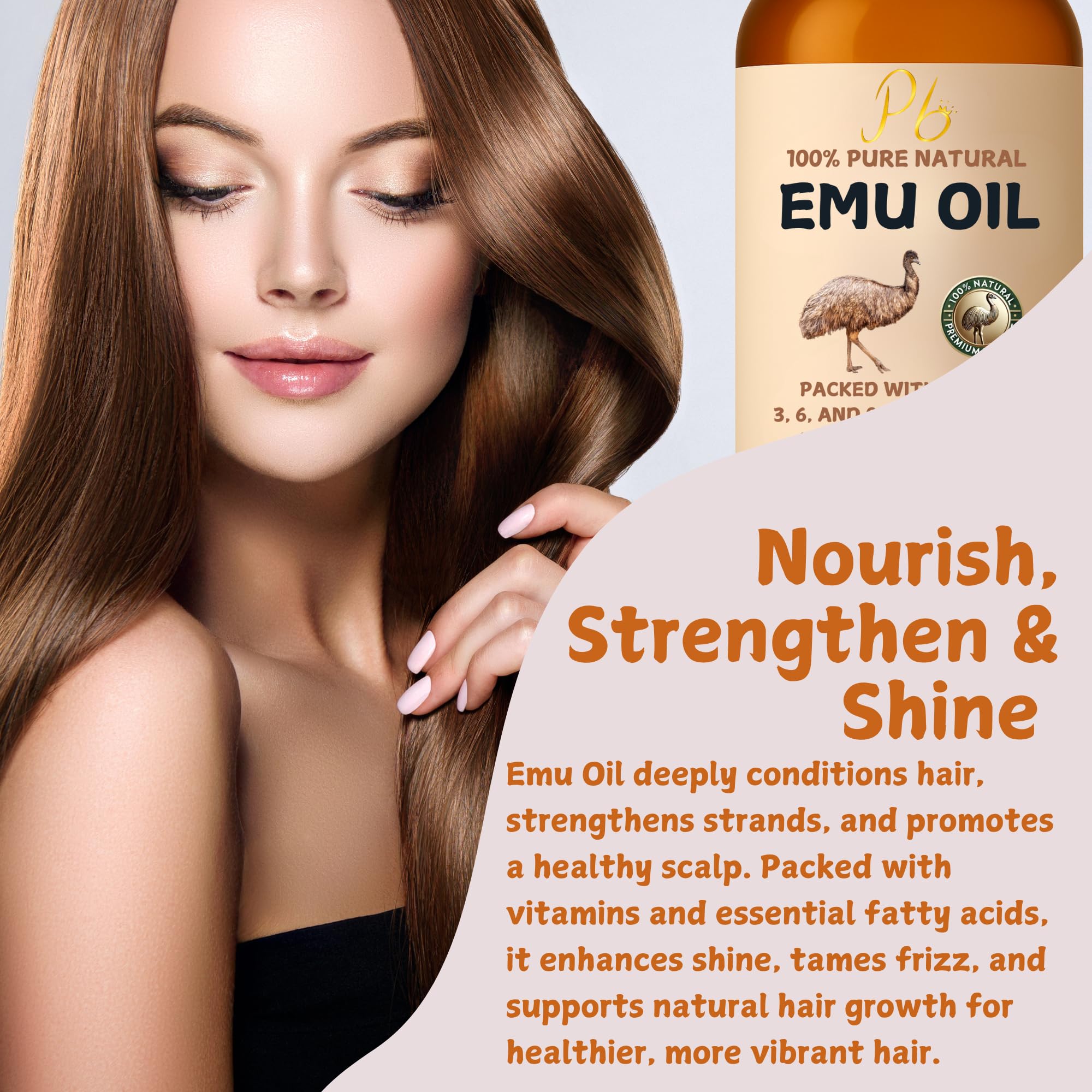 Pomberries Emu Oil refinado y sin perfume, apto para piel sensible.