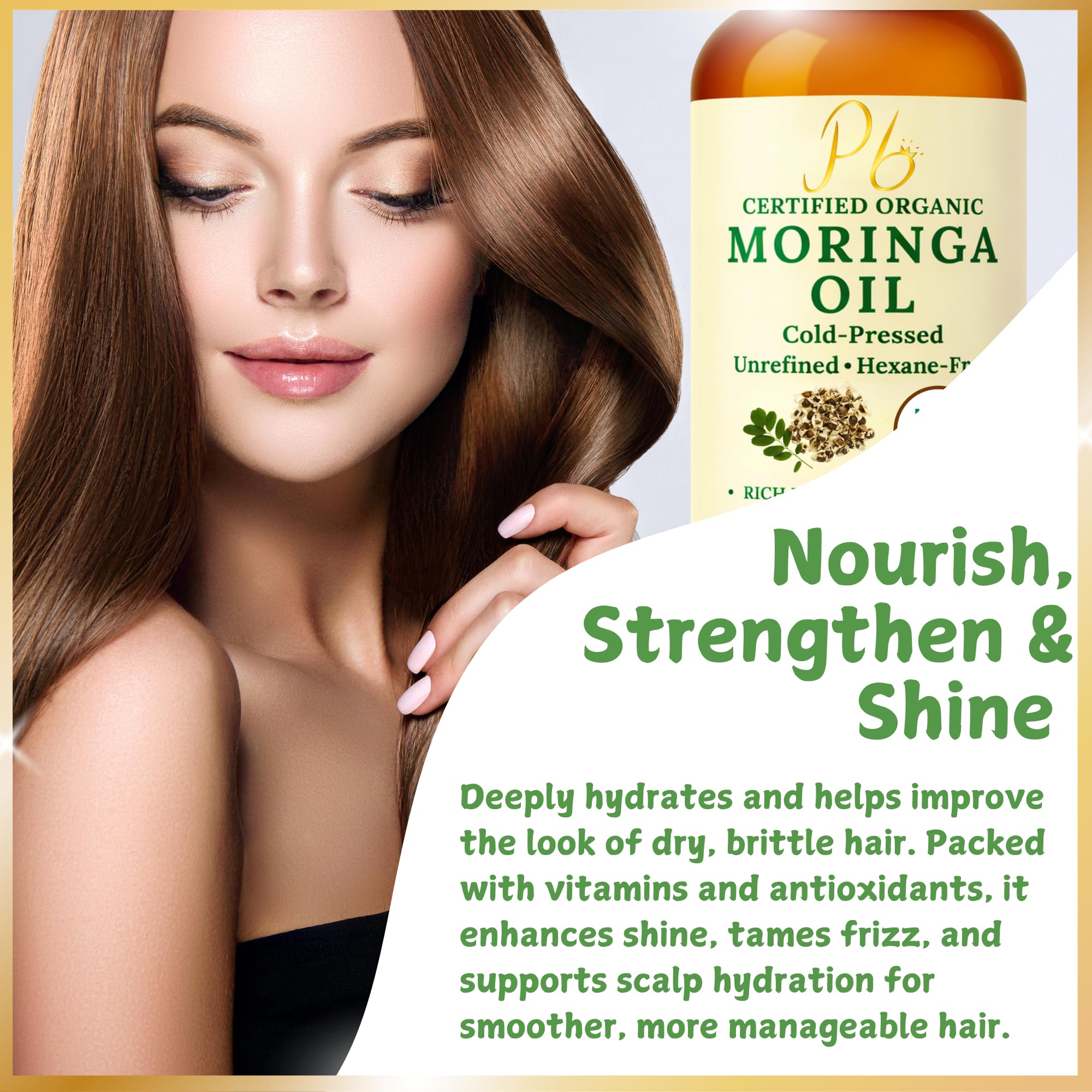 Pomberries Aceite de Moringa, absorción rápida para uso diario