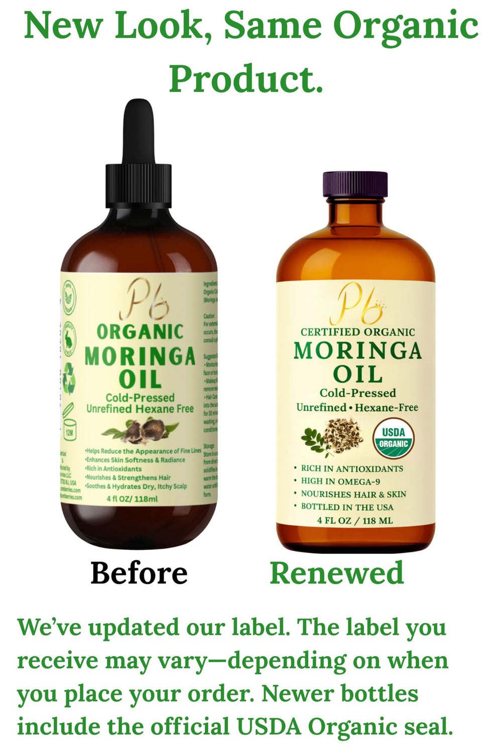 Pomberries Aceite de Moringa, muestra de antioxidantes para un aspecto radiante