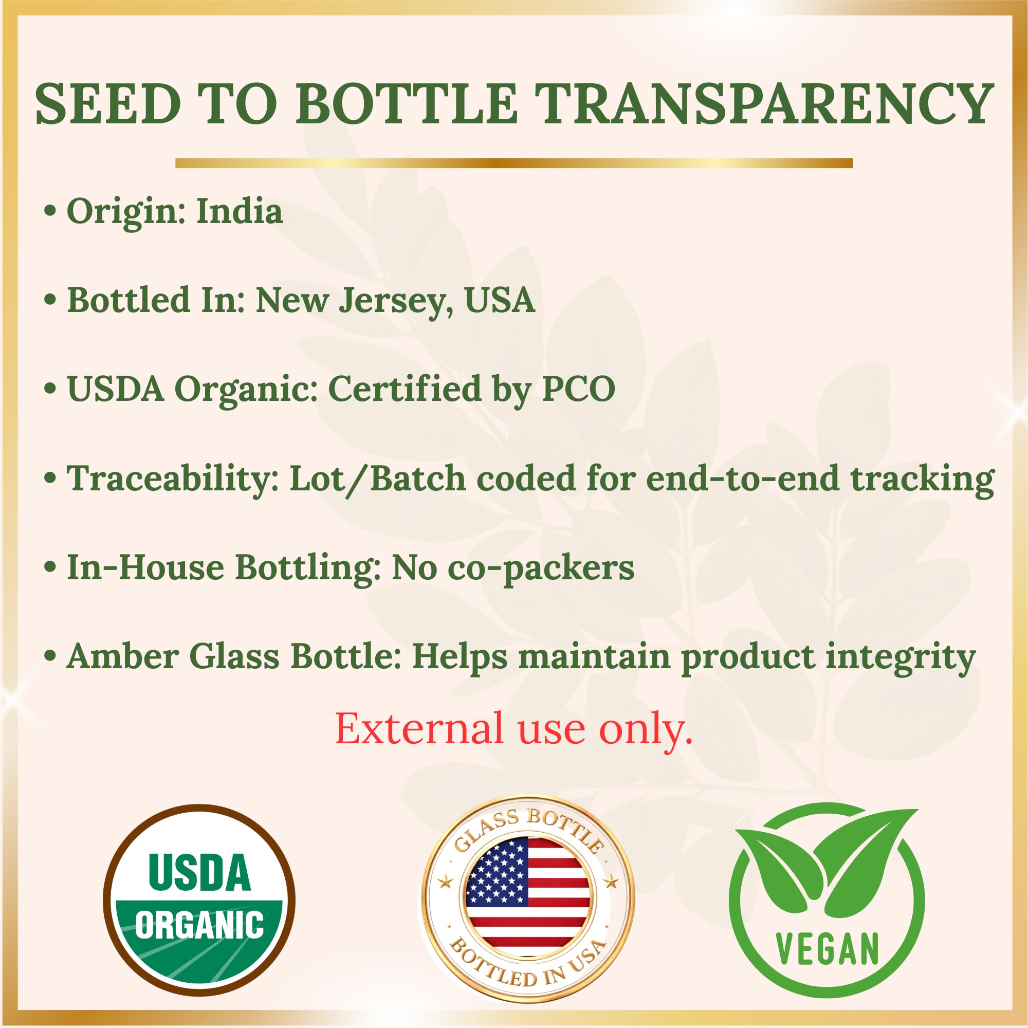 Pomberries Aceite de Moringa, producido en EEUU para trazabilidad total