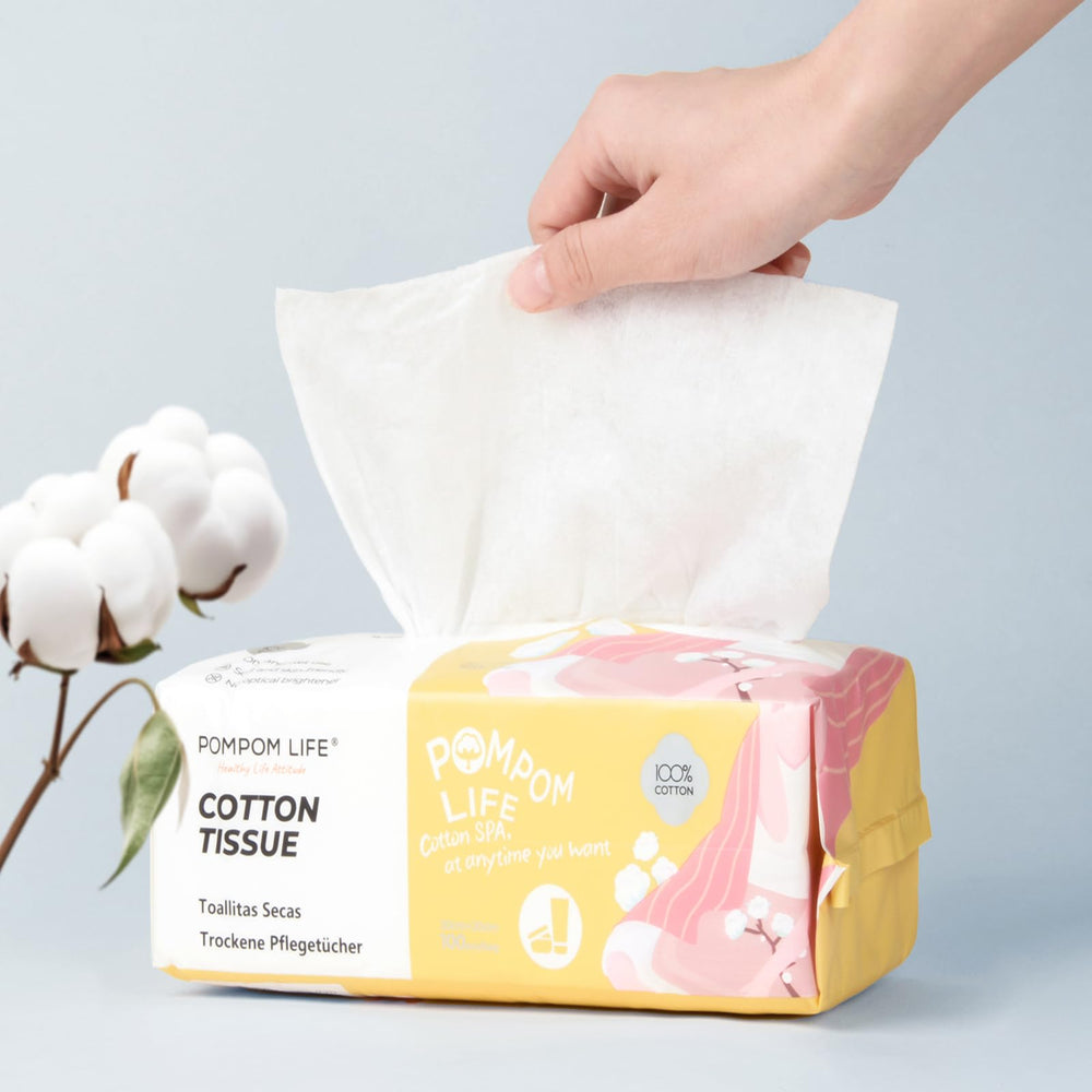 POMPOM LIFE: textura-algodon-suave para limpieza facial suave.