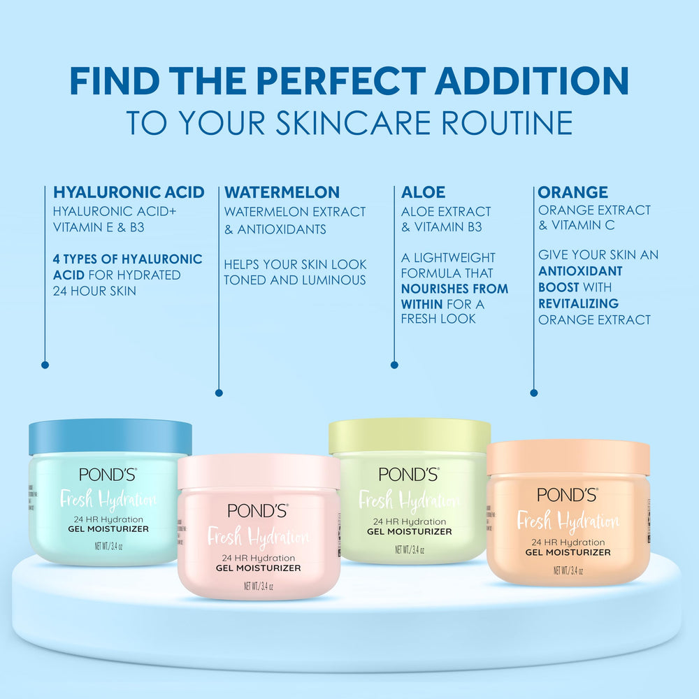Alcohol-free, oil-free gel formula label on POND’S packaging