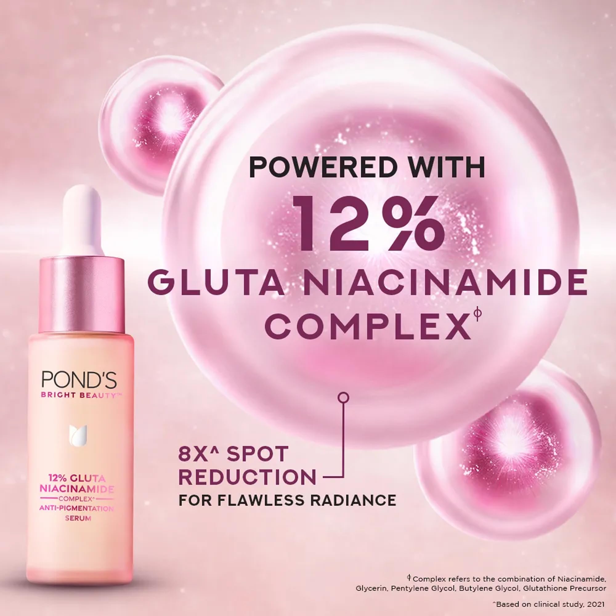 Applying Pond's Bright Beauty Serum to the cheek for even tone