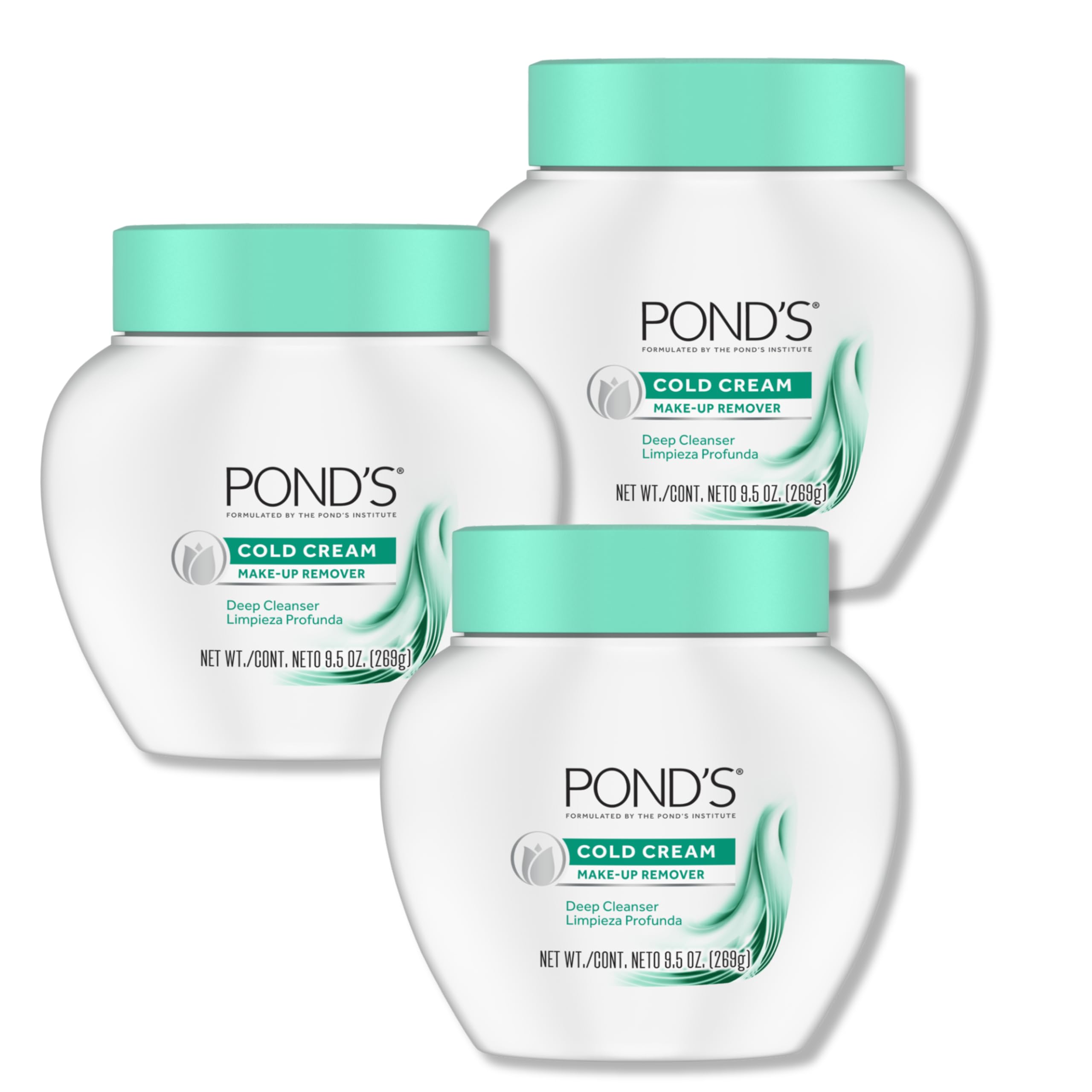 POND'S Cold Cream Cleanser bottle showing gentle makeup removal and hydration for all skin types