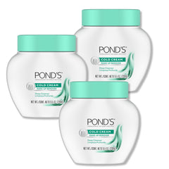 POND'S Cold Cream Cleanser bottle showing gentle makeup removal and hydration for all skin types