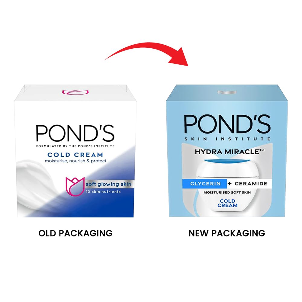 Pond's Cold Cream nourishing formula shown on skin for daily moisture.