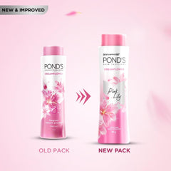 POND'S Dream Flower Talc smooth texture shown for easy application.