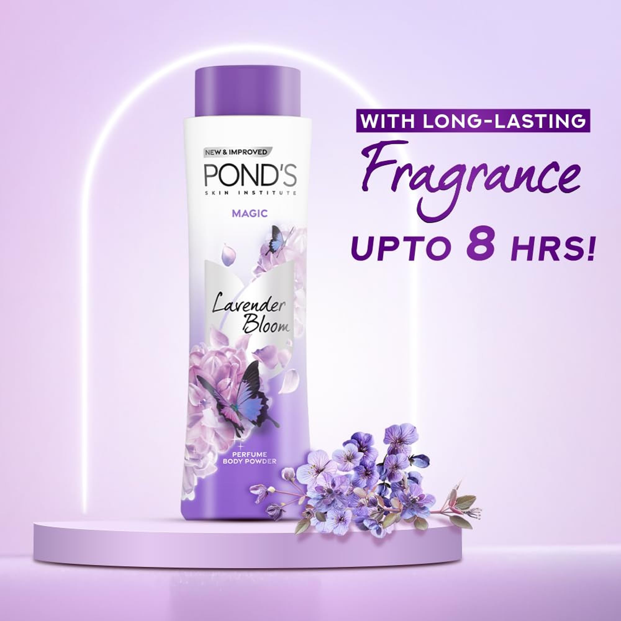 Pond's Dreamflower Talco, brillo instantáneo y piel más luminosa.