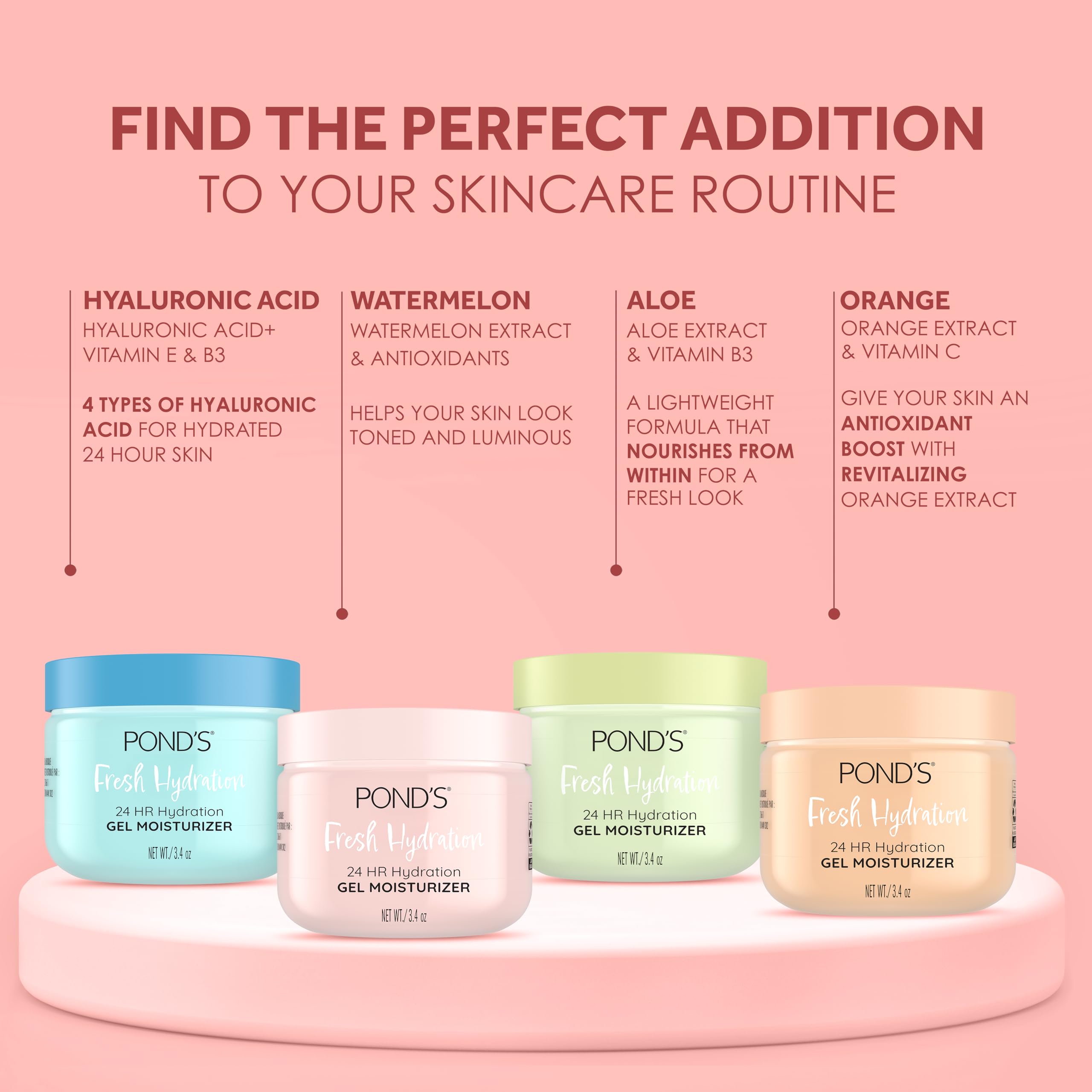 POND’S Lightweight gel absorbs quickly, perfect under makeup for a smooth base.