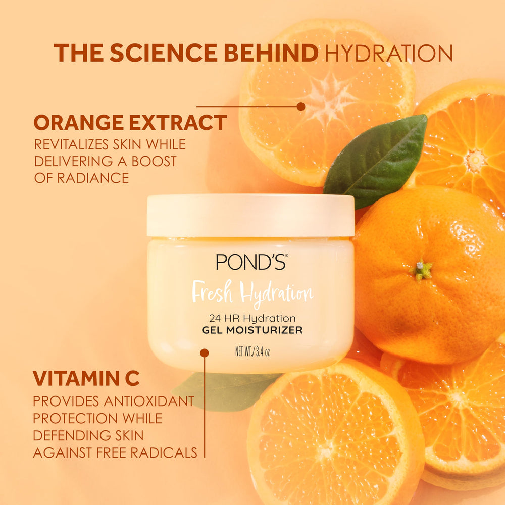 POND'S Fresh Hydration Gel orange extract texture highlights refreshing brightness
