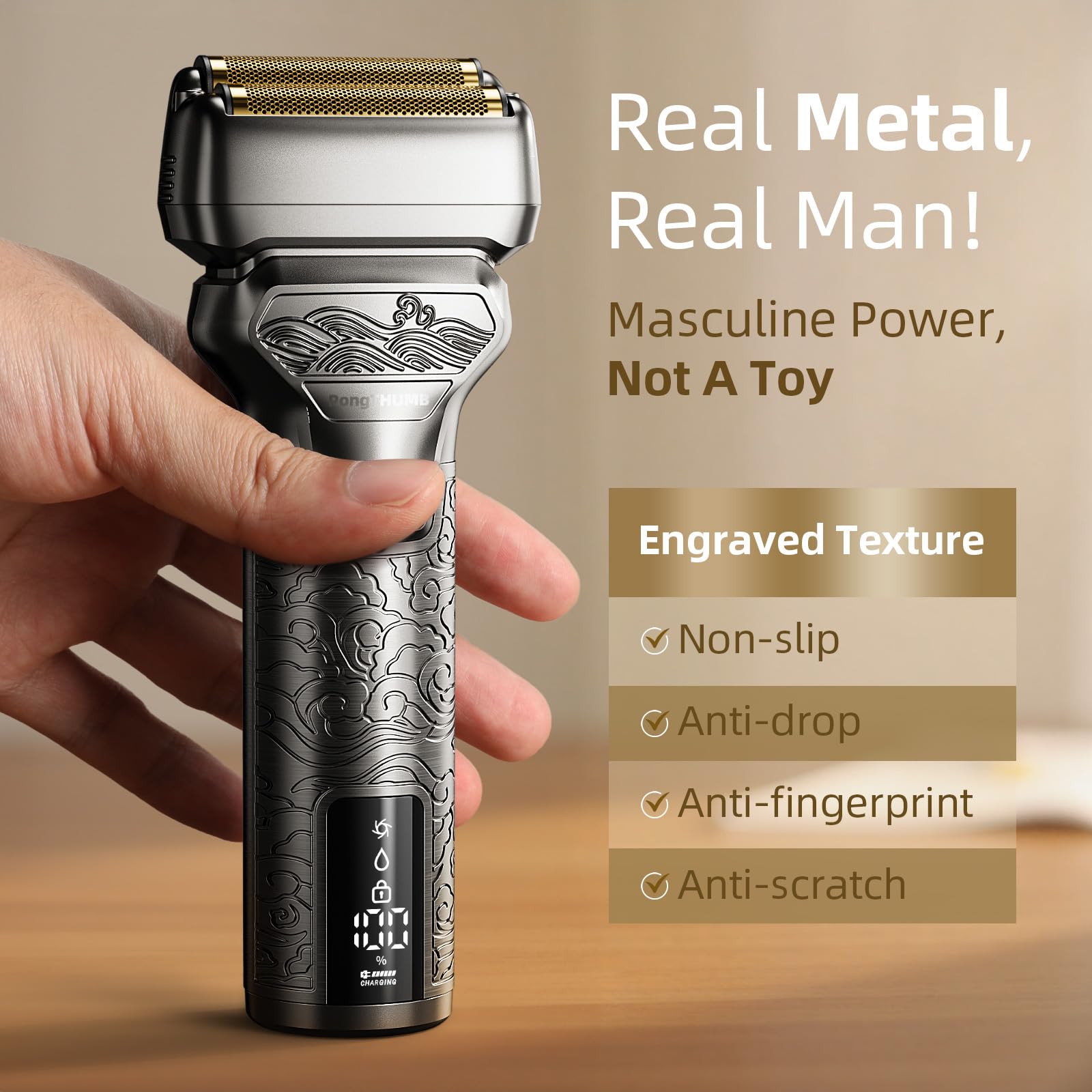 PongTHUMB pop-up trimmer sideburn detail for precise grooming.
