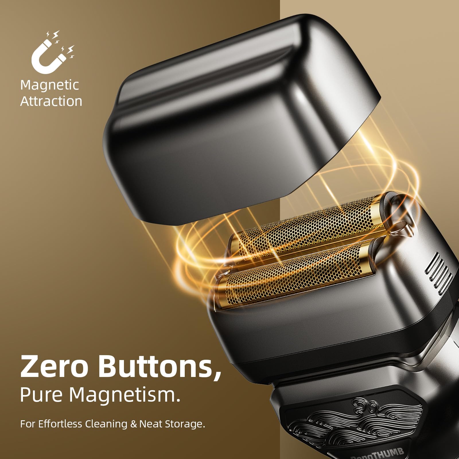 PongTHUMB travel lock prevents accidental power-ons during trips.