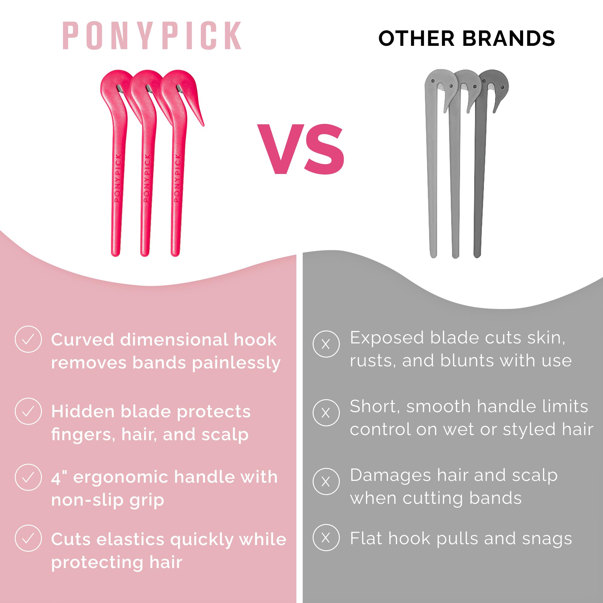 Pony Pick kid-friendly tool works well with braids and ponytails.