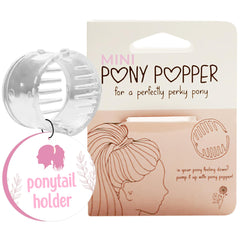 Pony Popper Mini Clip, vista frontal, elevación suave para un peinado con más volumen.